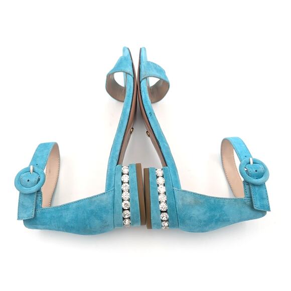 Pelle Moda Nita Ankle Strap Sandal Women's Crystal Trim Aqua Size US6M EU37 - Picture 9 of 10